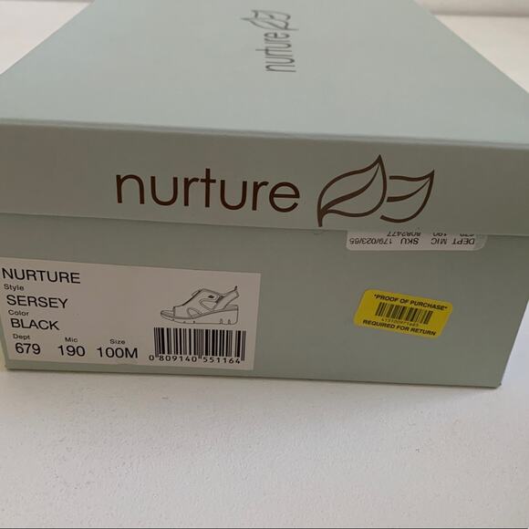 Nurture Wedge Sandal Sersey Black Leather Zipper Wedge Sandals Size 10 NIB - Picture 10 of 11